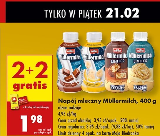 Napój mleczny white choco cookies Mullermilch limited promocja w Biedronka