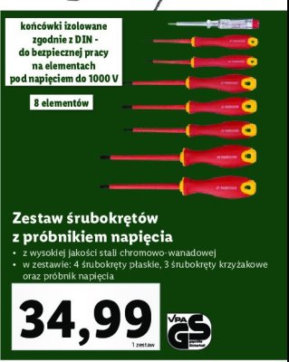 Zestaw śrubokrętów z próbnikiem napięcia Parkside promocja