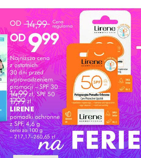 Pomadka ochronna spf50 Lirene promocja w Super-Pharm