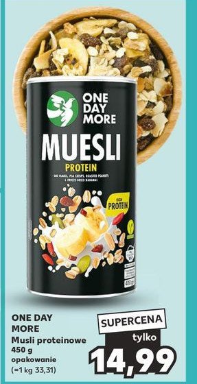 Musli proteinowe z chrupkami sojowymi orzeszkami ziemnymi i bananami One day more promocja