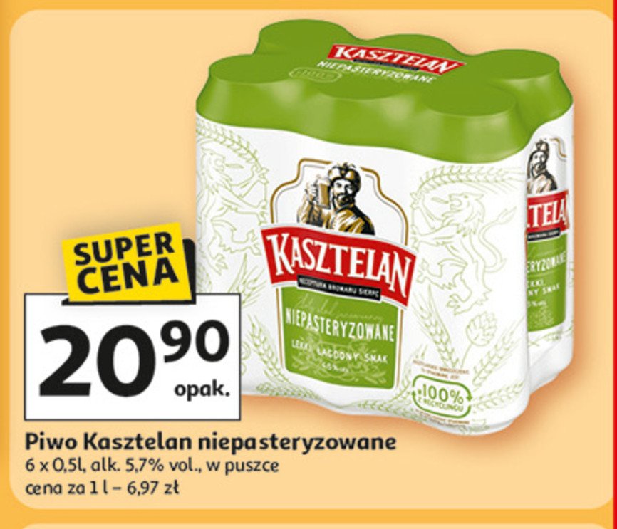 Piwo Kasztelan niepasteryzowane promocja w Auchan