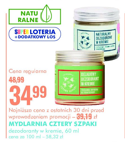 Dezodorant w kremie truskawka i werbena MYDLARNIA CZTERY SZPAKI promocja