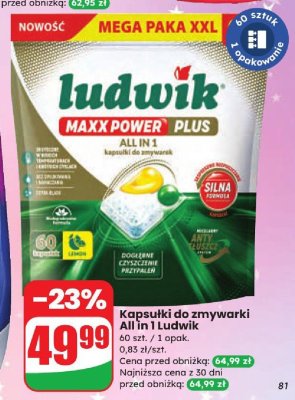 Kapsułki do zmywarki All in 1 Ludwik Maxxpower Plus promocja w Dino