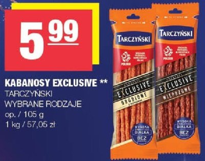 Kabanosy Exclusive Tarczyński wybrane rodzaje promocja w SPAR