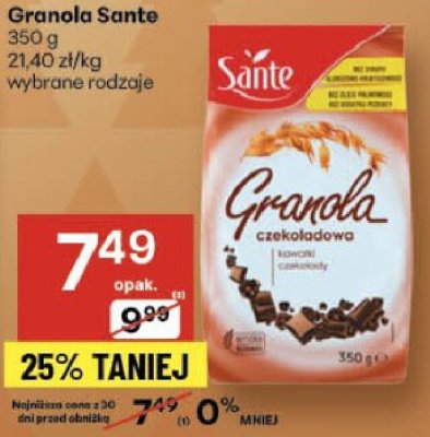 Granola Sante promocja w Delikatesy Centrum