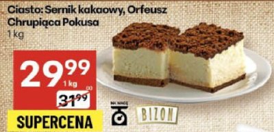 Ciasto Sernik kakaowy Orfeusz Chrupiąca Pokusa 1 kg promocja w Delikatesy Centrum