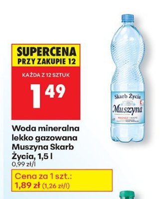 Woda mineralna lekko gazowana Skarb Życia promocja w Biedronka