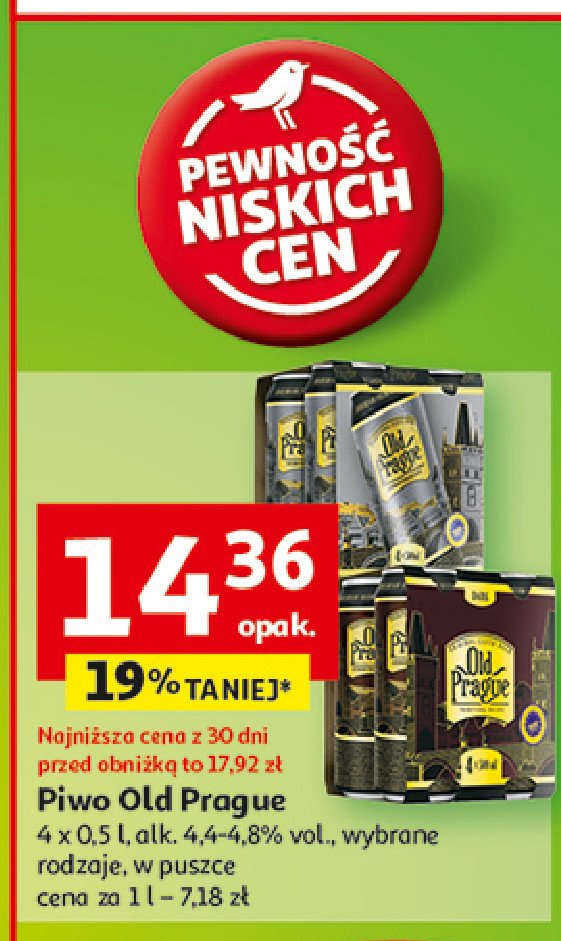 Piwo Old prague premium lager promocja w Auchan