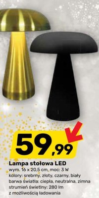 Lampa stołowa LED srebrny, złoty, czarny, biały promocja w Bricomarche