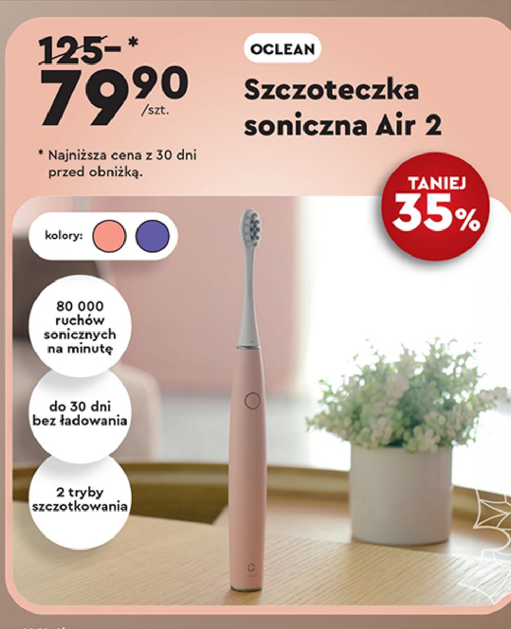 Szczoteczka soniczna air 2 fioletowa Oclean promocja