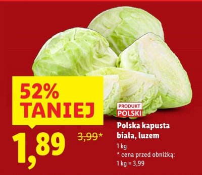 Kapusta biała, luzem polska promocja w Lidl