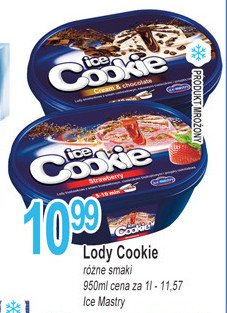 Lody 艣mietankowe z sosem czekoladowym ICE MASTRY ICE COOKIE promocja