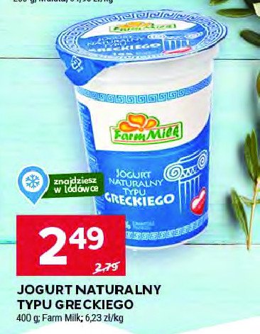 Jogurt naturalny typu greckiego Farm milk promocja