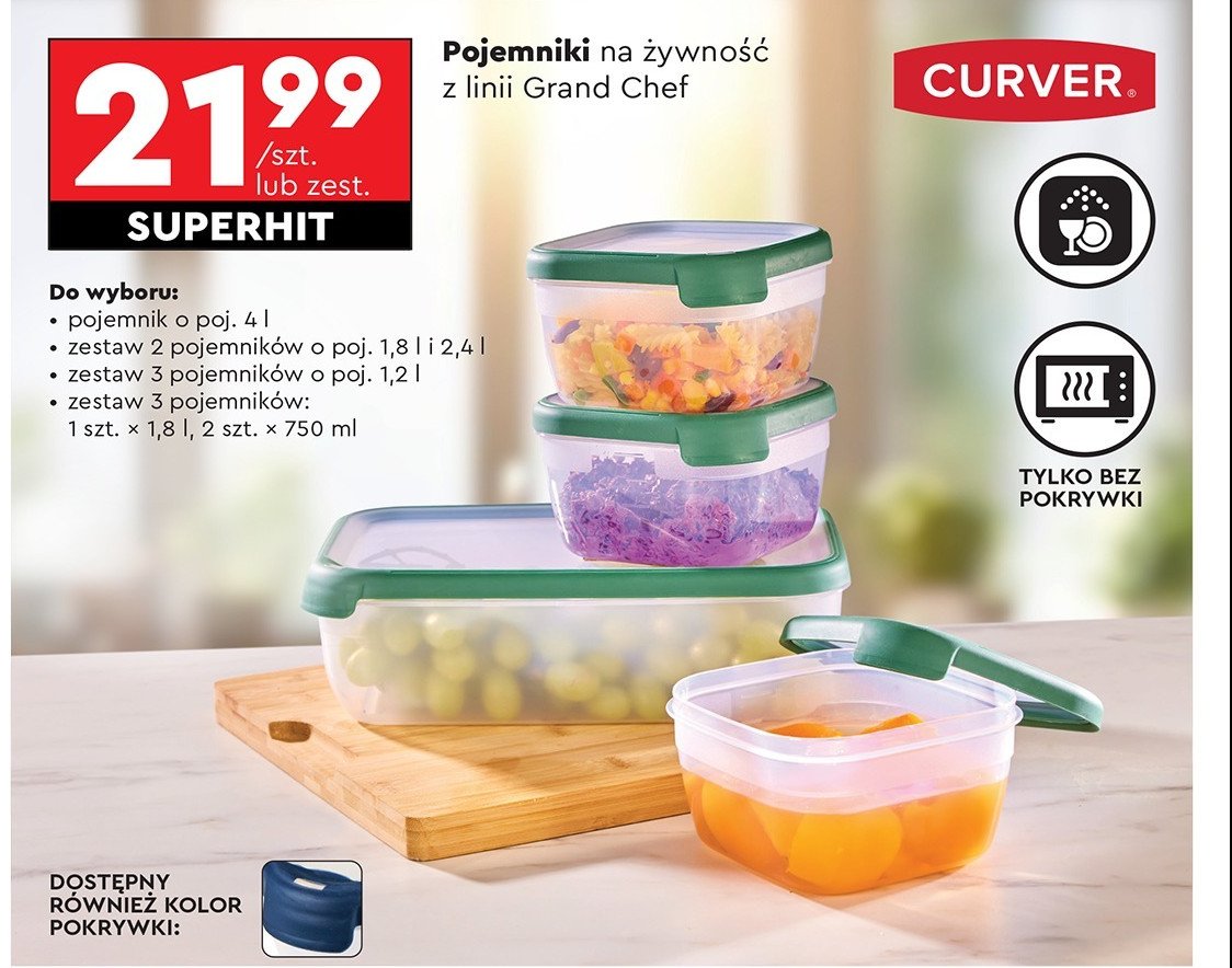 Pojemniki na żywność grand chef poj. 4 l Curver promocja w Biedronka