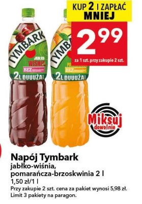 Napój Tymbark jabłko-wiśnia promocja w LEWIATAN