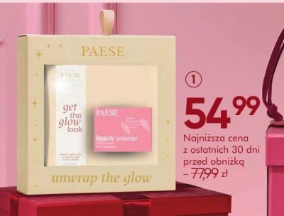 Zestaw PAESE Beauty Powder puder jeczmienny 10 g + Get The Glow krem do twarzy 30 ml + Shock Plump pomadka do ust 5 ml + kosmetyczka promocja w Super-Pharm