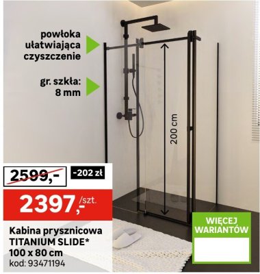 Kabina prysznicowa TITANIUM SLIDE 100 x 80 cm promocja w Leroy Merlin