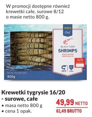 Krewetki tygrysie 16/20 – surowe, całe promocja w Makro