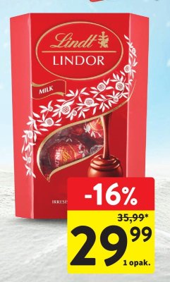 Praliny czekoladowe LINDT Milk promocja w Intermarche