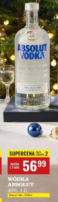 Wódka Absolut 40%, 1 l promocja w Biedronka