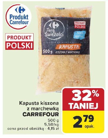 Kapusta kiszona z marchewką Carrefour promocja w Carrefour