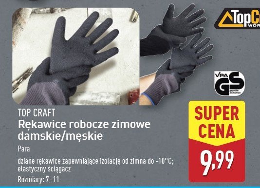 Rękawice robocze zimowe męskie rozm. 7-11 Top craft promocja