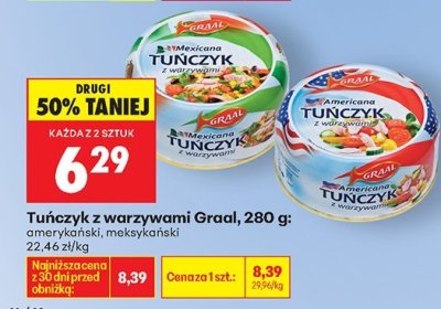 Tuńczyk z warzywami Graal, 280 g amerykański promocja w Biedronka