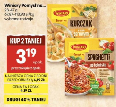 Fix Winiary Pomysł na Kurczak 28-47g wybrane rodzaje promocja w Delikatesy Centrum