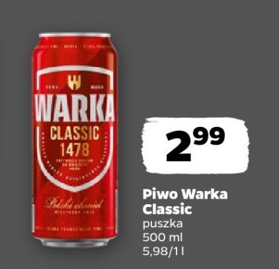 Piwo Warka Classic  promocja w Netto