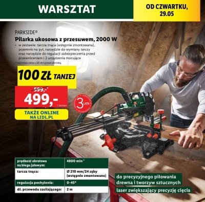 Pilarka ukosowa z przesuwem 2000w Parkside promocja
