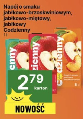 Napój o smaku jabłkowo-brzoskwiniowym, jabłkowo-miętowy, jabłkowy Codzienny promocja w Delikatesy Centrum