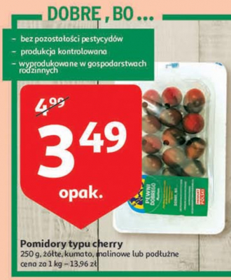 Pomidory cherry malinowe Auchan pewni dobrego promocja