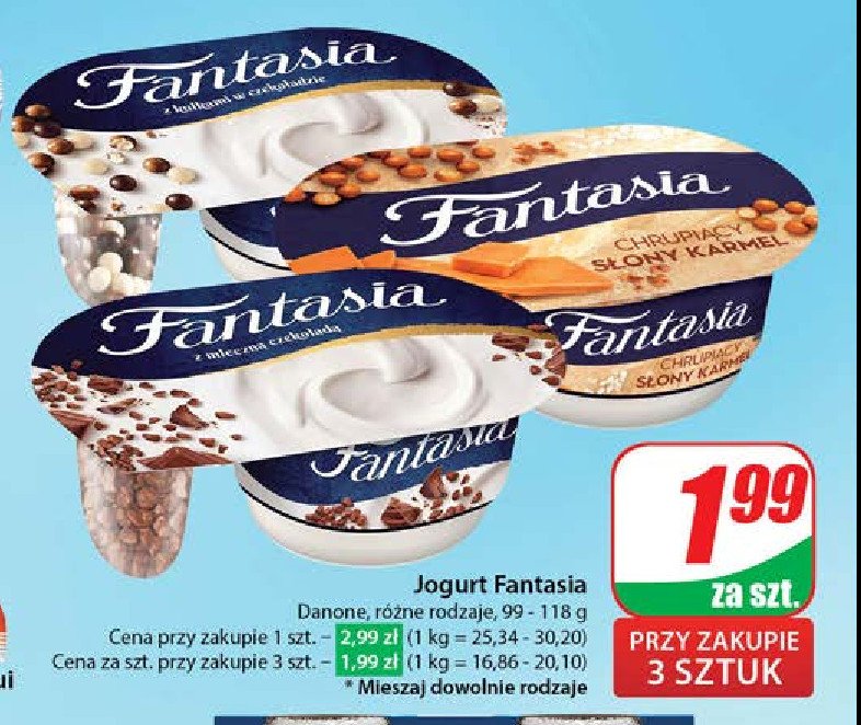 Jogurt z kulkami w czekoladzie Danone fantasia promocja w Dino