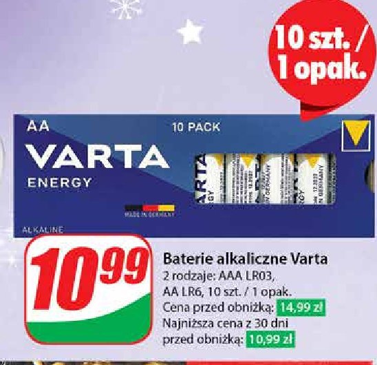 Baterie energy aaa Varta promocja w Dino