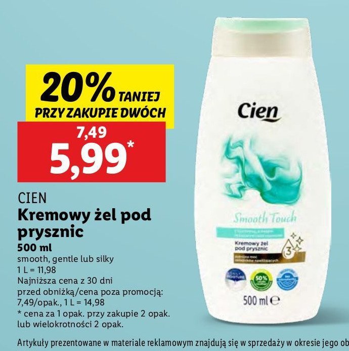 Kremowy żel pod prysznic smooth touch Cien promocja w Lidl