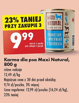 Karma dla psa jagnięcina wołowiną i burak Maxi natural promocja