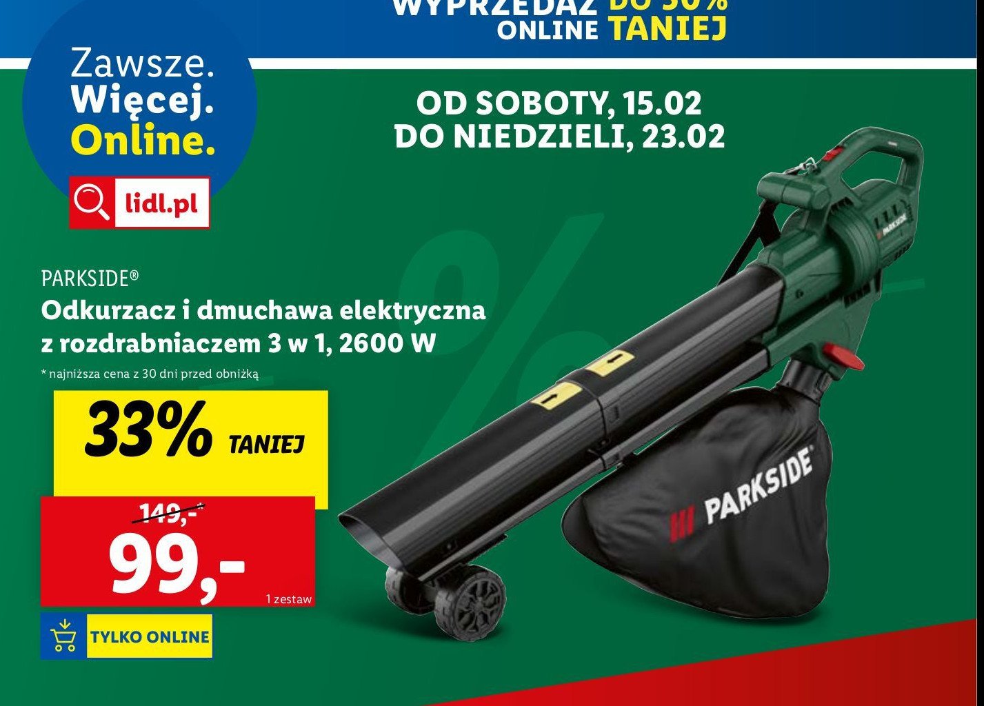 Odkurzacz i dmuchawa 2600 w Parkside promocja w Lidl