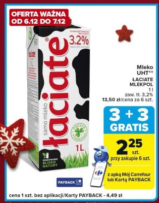 Mleko UHT ŁACIATE MLEKPOL 3,2% promocja w Carrefour Express