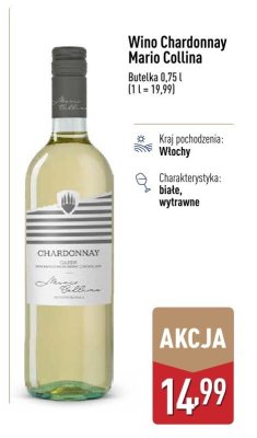 Wino Chardonnay Mario Collina  promocja w Aldi