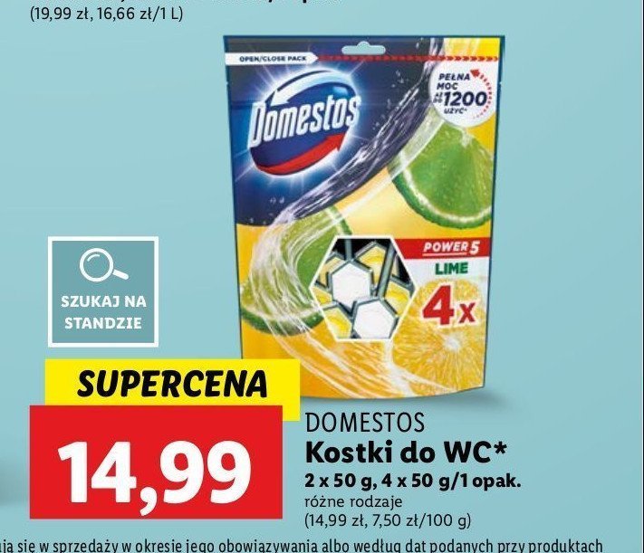 Kostka do wc lime Domestos power5 promocja