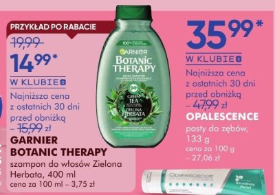 Płyn GARNIER BOTANIC THERAPY OPALESCENCE pasy do zębów, 133 g, cena za 100 g - 27,06 zł promocja w Super-Pharm