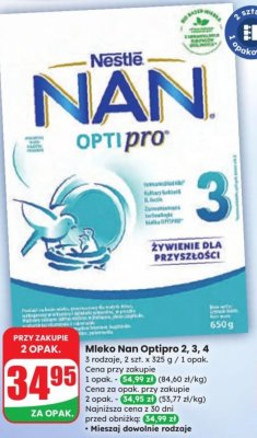 Mleko Nan Optipro 2, 3, 4 promocja w Dino