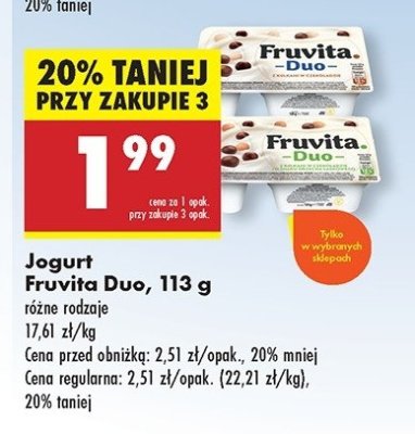 Jogurt z kulkami w czekoladzie o smaku orzecha laskowego Fruvita duo promocja