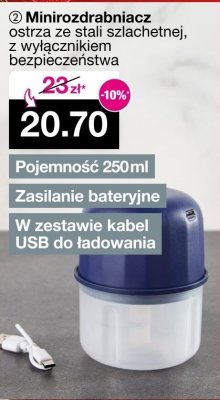 Minirozrabniacz ostrza ze stali szlachetnej, z wyłącznikiem bezpieczeństwa 250ml promocja w Woolworth