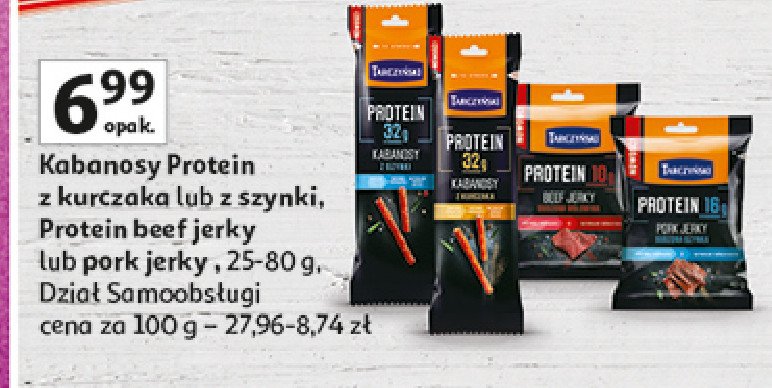 Kabanosy z szynki Tarczyński protein promocja w Auchan