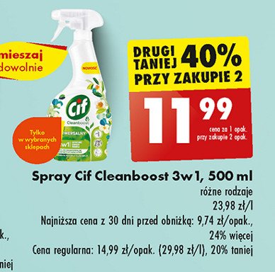 Spray uniwersalny zielona herbata i eukaliptus Cif cleanboost promocja