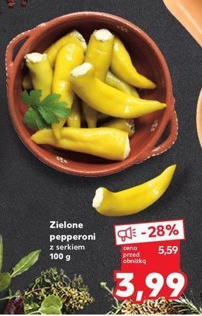 Zielone pepperoni z serem promocja