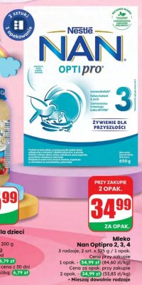 Mleko Nan Optipro 2, 3, 4 promocja w Dino