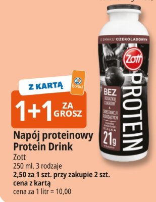 Napój proteinowy Protein Drink o smaku czekoladowym Zott promocja w Leclerc