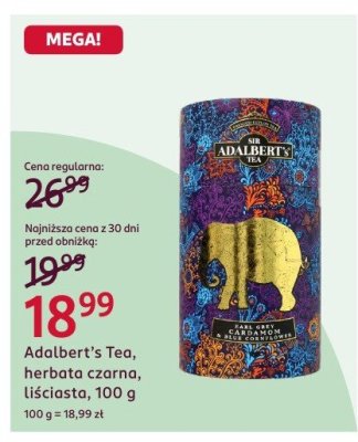 Herbata czarna liściasta Adalbert's Tea, 100 g promocja w Rossmann